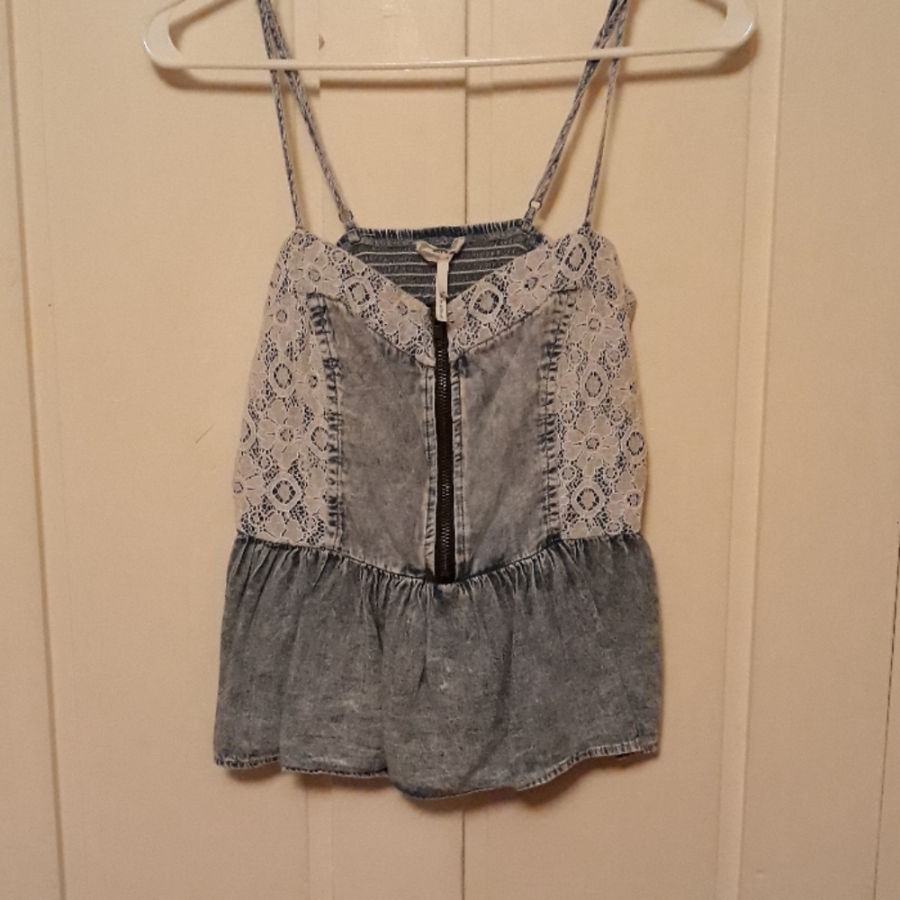 Kirra Denim and Lace Top